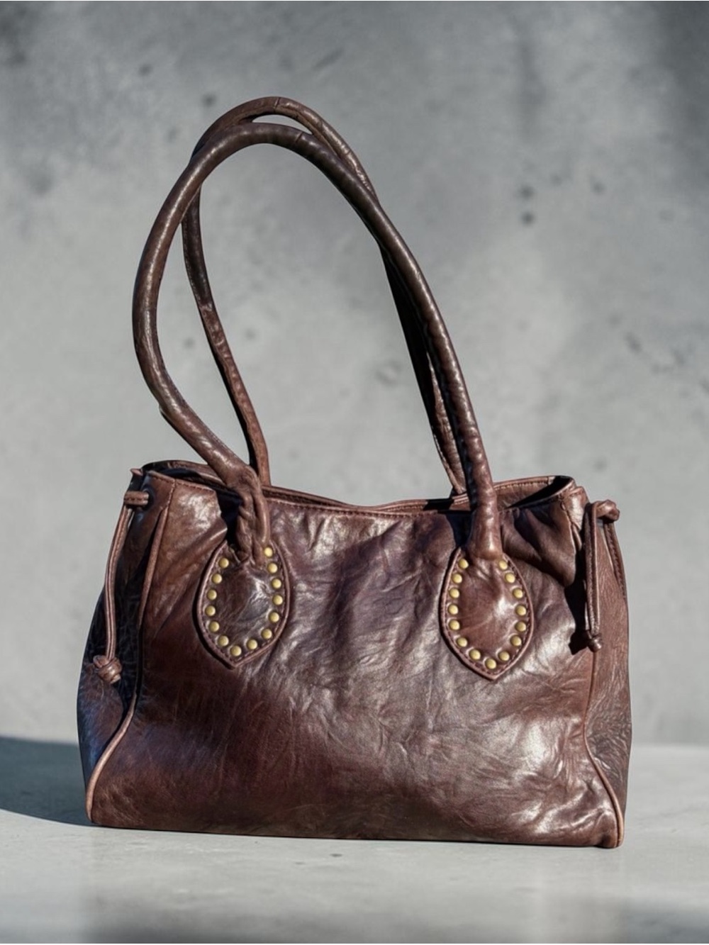 Old Gringo Large Distressed Brown Leather Studded Purse